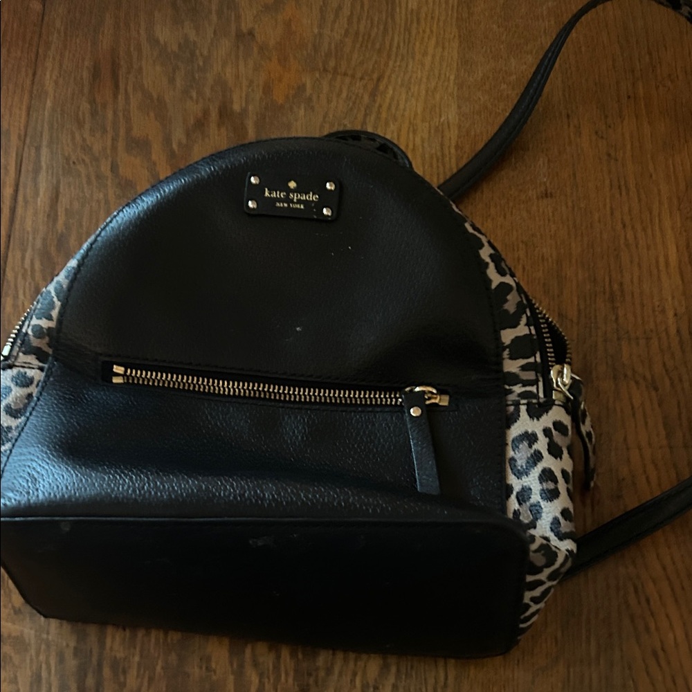 Kate Spade Black and Animal Print Backpack